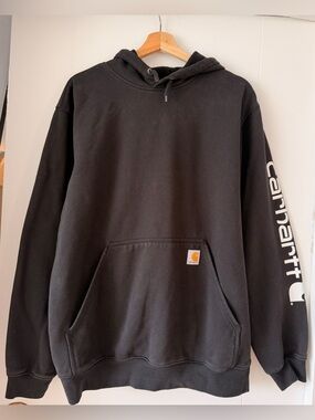 Carhartt Black Pullover Hoodie with Sleeve Logo